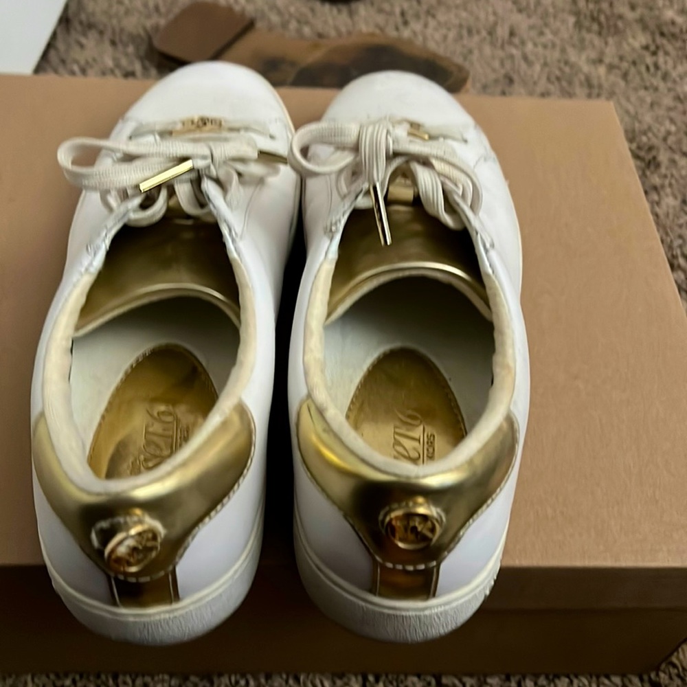 Mk white and gold shoes